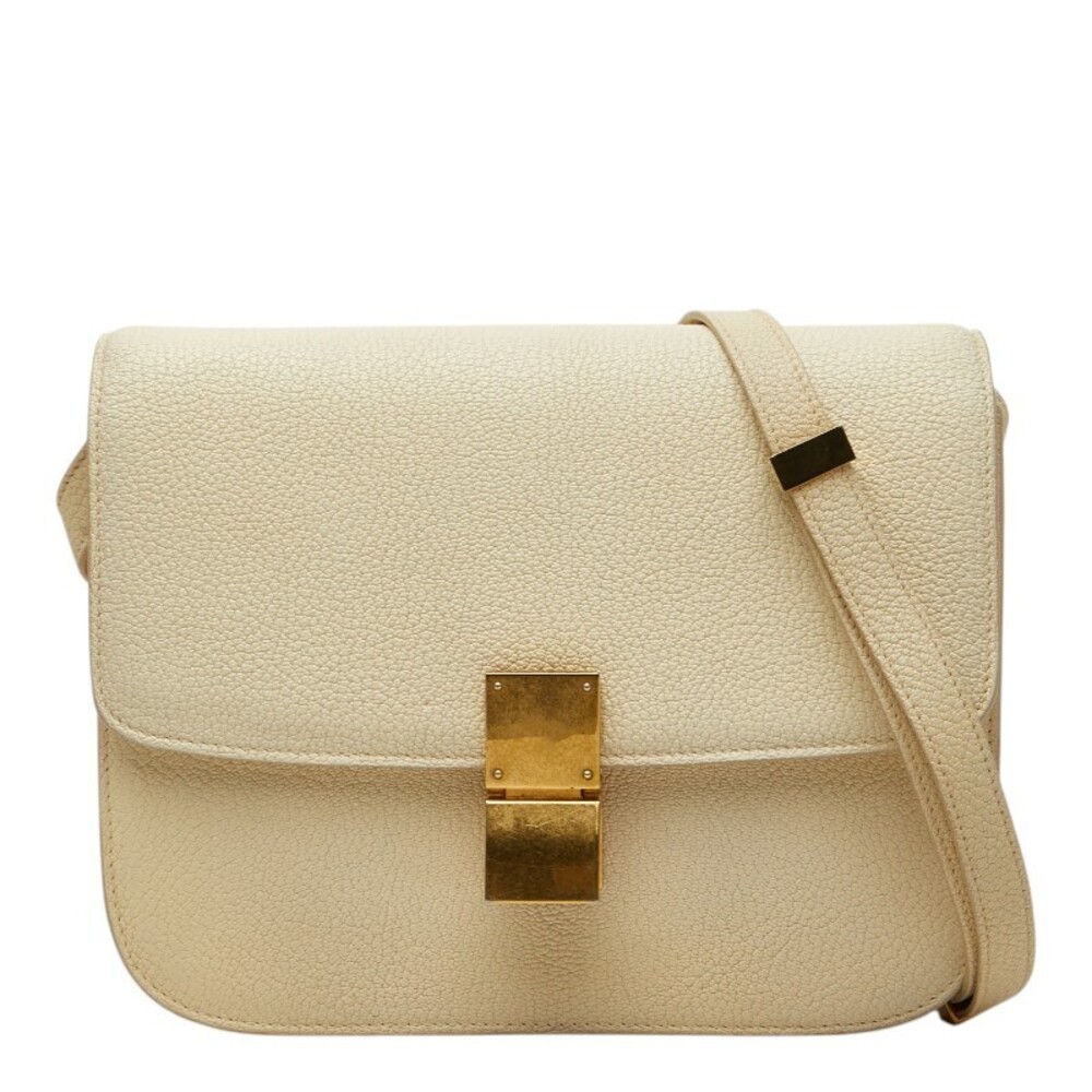 Celine Shoulder Bag Ivory White Leather